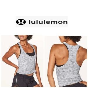 Lululemon Cool Racerback Tank Top White And Charcoal Tiger Space Dye Light Luon